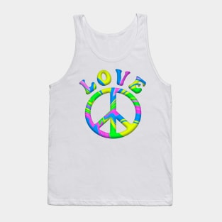 Retro Tie Dye Love and Peace Sign Tank Top